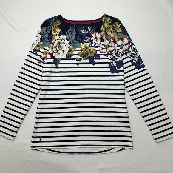 Joules Tops - Joules Women's 4 Harbor Print Long Sleeve White Navy Blue Floral T Shirt